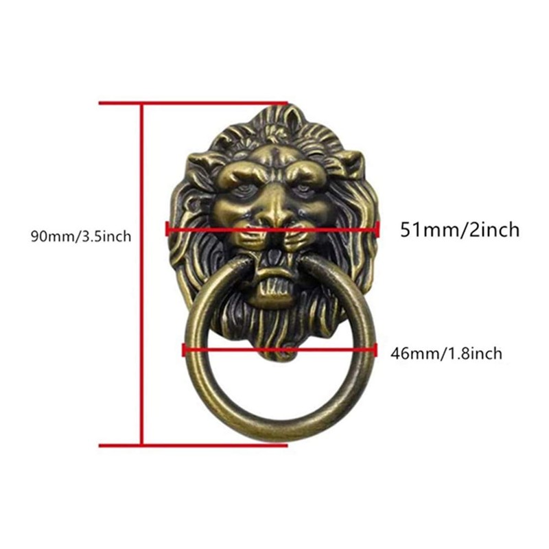 bnafes 4 Pack Cabinet Knobs Pulls Lion Head Ring Pulls