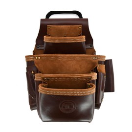 Style n Craft - 9 Pocket Framer's Nail and Tool Pouch in Full Grain Leather,Extra Front Pocket, Dark Tan (98446)