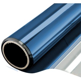WPCTEV One Way Mirror Window Film Daytime Privacy Heat Control Film Solar Film Non-Adhesive Window Tint for Home and Office Blue & Silver 6 Mil 17.5 Inch x 6.5 Feet