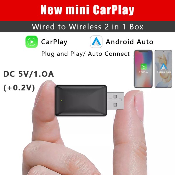 2 in 1 Wired To Wireless CarPlay Android Auto USB