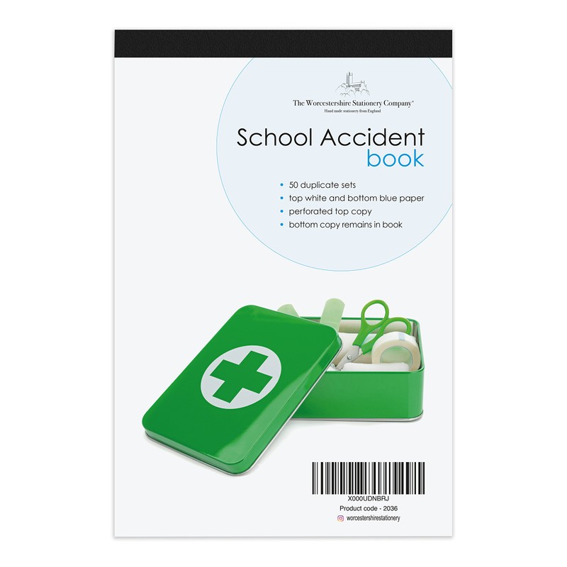 A5 school accident report book, duplicate with 50 reports