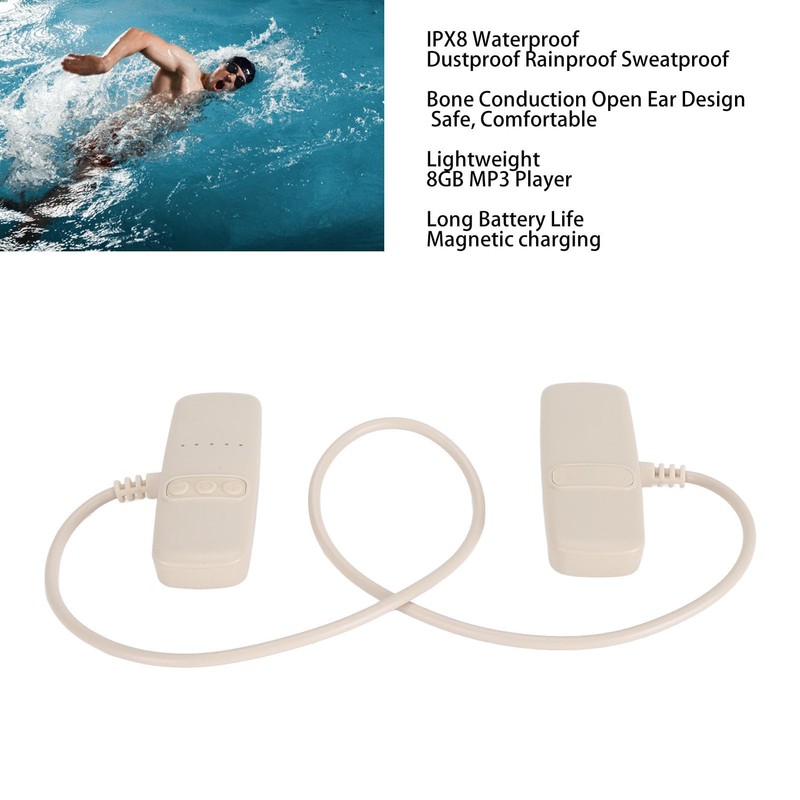 Bone Conduction Headphones, V5.3 IPX8 Waterproof Magnetic Charging, Swimming Headphones