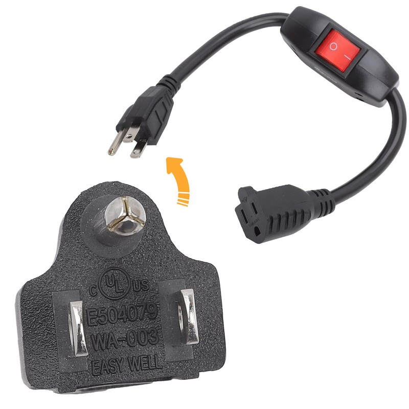 Inline On/Off Switch Extension Cord, Plugrand 3-Prong Household Switchable Power