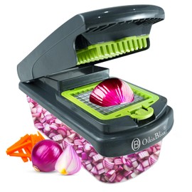 OikiaBliss Veggie Chopper, 8-Blade Onion Slicer Dicer, Drain System, Fruit & Potato Cutter, French Fry Maker, Cheese & Salad Chopper, Kitchen Tools & Gadgets, Container, Home Accessories (Gray)