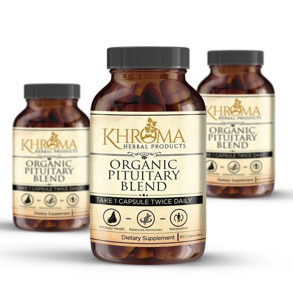 Organic Pituitary Blend - 60 Vegan Capsules in a Glass Bottle - for Maximum Pituitary Support - by Khroma Herbs