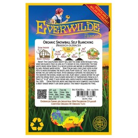 Everwilde Farms - 250 Organic Snowball Self Blanching Cauliflower Seeds - Gold Vault Packet