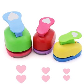 Walquicks 3pcs Paper Shape Handmade Puncher, 6mm 25mm 38mm Heart Punch Craft Set Easy to Use Hole Puncher Heart Pattern Craft Shaper Puncher Scrapbook Punches for Crafts Paper Punches
