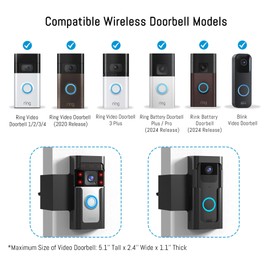 Anti Theft Ring Doorbell Mount - Renter Friendly Ring Doorbell Holder for Apartment Door - All Metal Ring Door Bracket Blink Doorbell Mount No Drill