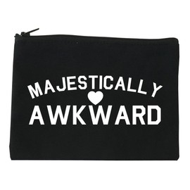 FASHIONISGREAT Majestically Awkward Heart Geek Cosmetic Makeup Bag Black Medium