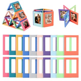 Gugxiom 20 Pack 3 Inch Magnetic Photo Frame, Plastic Colorful Picture Frame Set, Mini Magnetic Frames for Fridge, Table Photo Display for Home Office (Multicoloured, 20)