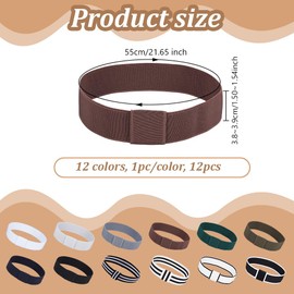 OLYCRAFT 12 Colors Hat Band Set 21.6 Inch Bowknot Tie Polyester Bands 1.5 Inch Wide Stretchable Hat Band Elastic Stretchable Bands for Women Men Cowboy Panama Straw Hats Accessories