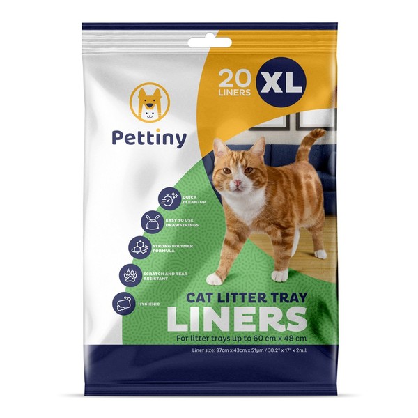 Pettiny 20 XL Cat Litter Box Liners with Drawstrings Scratch