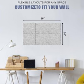 Cork Board Alternative 90 x 60 cm Notice Pin Board Bulletin Board for Home Office Kitchen Photos Memos - 6 Pack Removable Felt Wall Tiles with 20 pushpins - Silver Gray