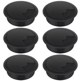 6 Pcs 60mm Desk Grommets Durable Desk Cable Hole Covers Cable Grommet for Organized Cables Desk Hole Cover and Desk Plug Hole Cover for Office Use (Black)