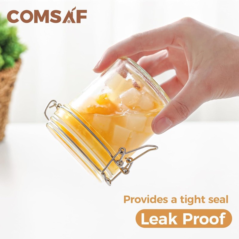 ComSaf 8oz Small Airtight Glass Jars Set of 6 with