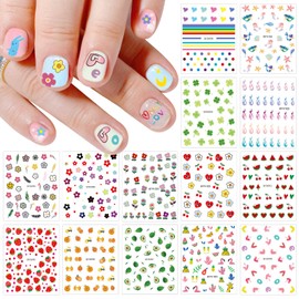 Nagelsticker Kleines Mädchen, 20 Blatt Selbstklebend Nagelaufkleber Nail Art Sticker Dekoration Nageldesign Zubehör für Kinder