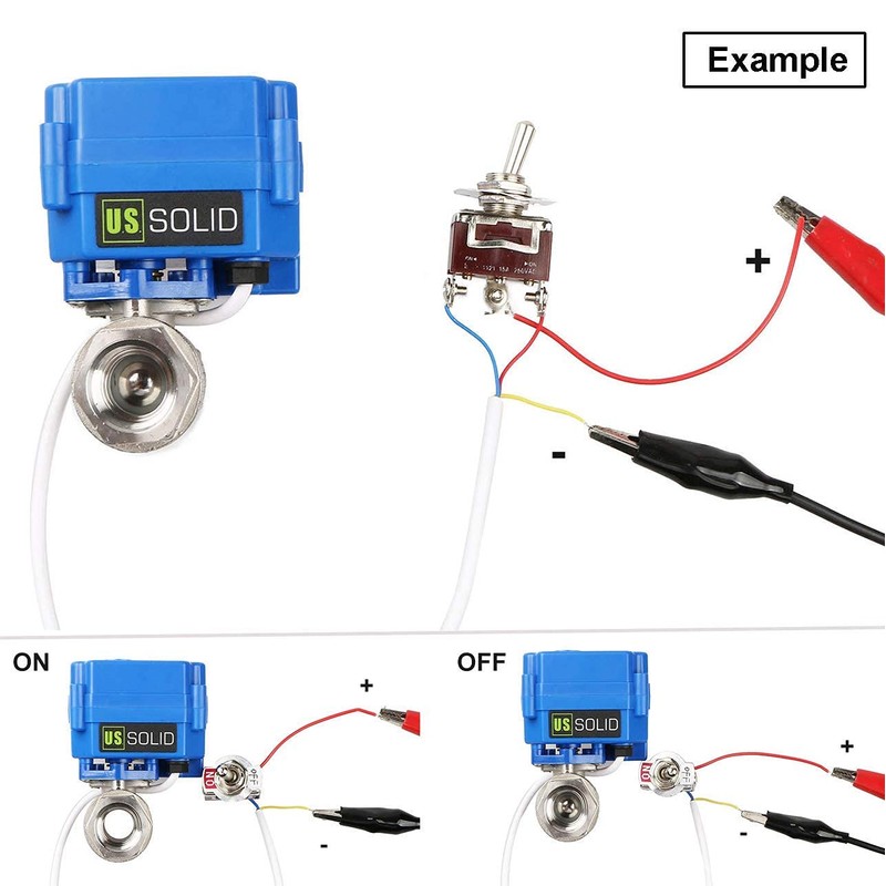 U.S. Solid motor ball valve, 9-24 V, 3 wires.
