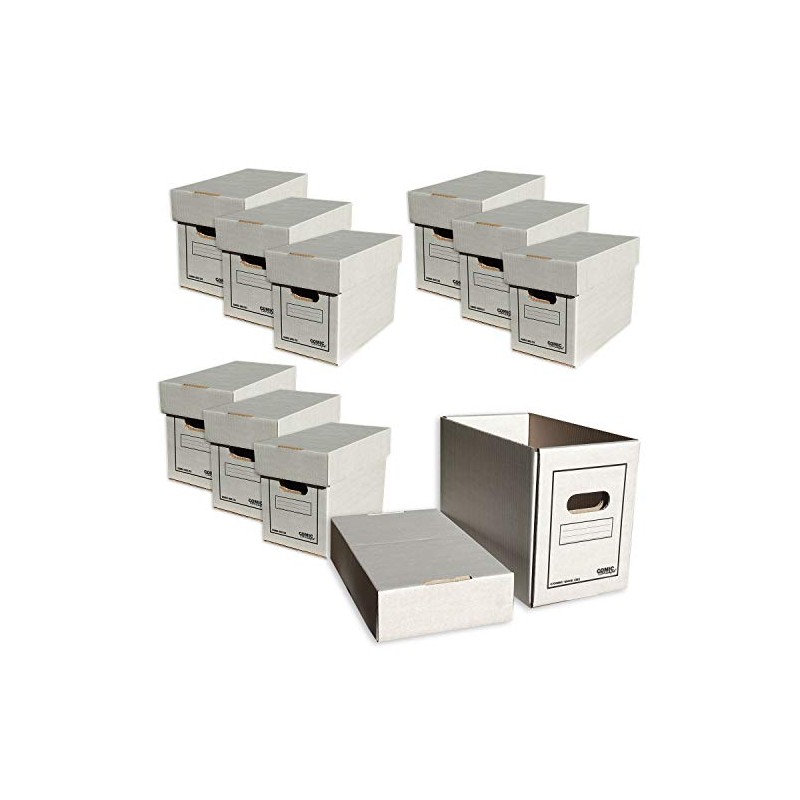 Comic Concept 10x Comic Box (Short) with Lid Stackable Cardboard