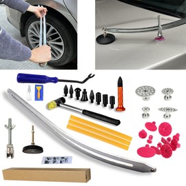 CYGOODS 37pcs/set Auto Dent Rods Kit,Car Bodywork Dings Puller,Lifter Dent Removal,Fender Damage Repair Tools,with Replaceable Tap Heads,Big Size Tool