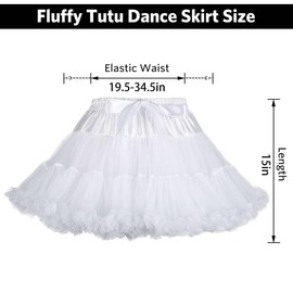 Women’s Petticoat Skirts Tulle Underskirts Chiffon Half Slips Fluffy Ballet Dress (Polyester, White)