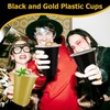 80 Pcs Black and Gold Plastic Cups- 16 oz Reusable