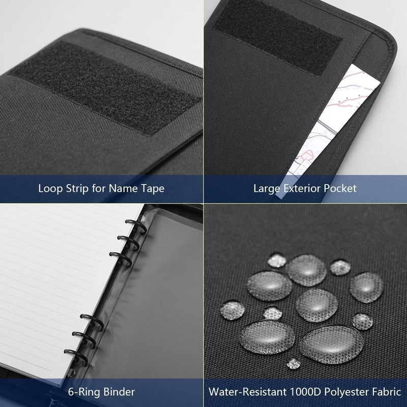 Kosibate Tactical Notebook Padfolio Ring Binder with 80 Sheets, Tactical