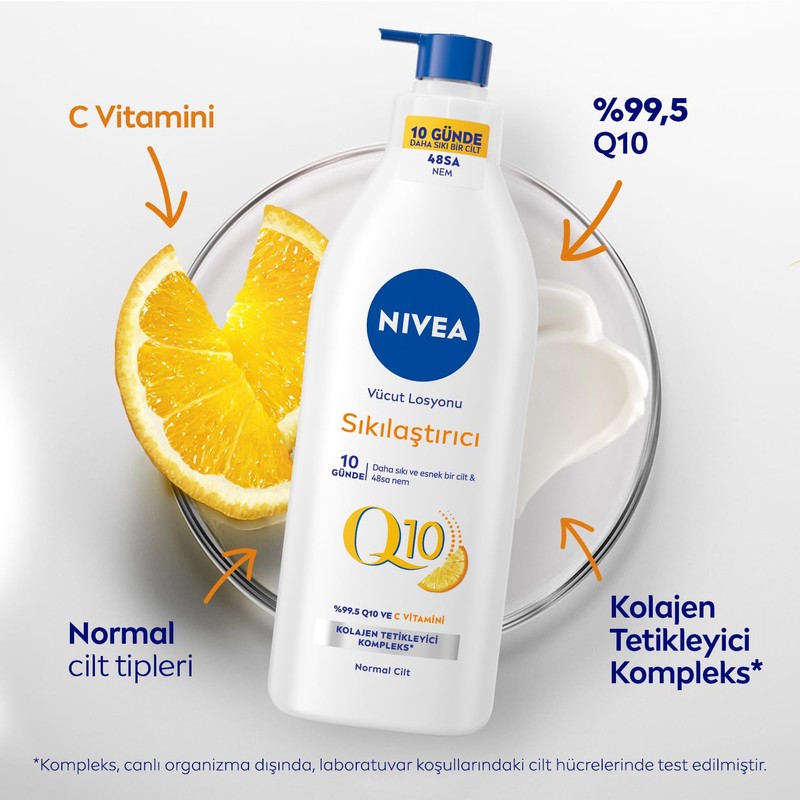 NIVEA Sıkılaştırıcı Vücut Losyonu Q10 + C Vitamini, 400 ml,