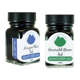 Monteverde 60ml Core Fountain Pen Ink Bottle (30ml Horizon Blue Ink Bottle G309HB, 30ml Emerald Green Ink Bottle G309EG)