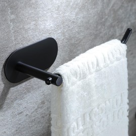 SUNTECH Hand Towel Holder - Black Towel Ring for Bathroom, Adhesive Towel Bar for Organizing Towels, 6 3/10 Inch Hand Towel Rack, Stainless Steel