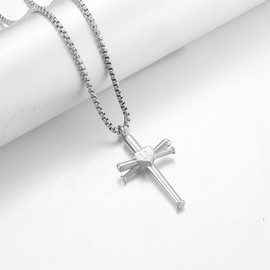 RWQIAN Cross Number Necklace for Men - Sport Stainless Steel Cross Silver Chain for Men/Women, Baseball Bat Cross Pendant Chain Baseball Fans Jewelry Gift 11