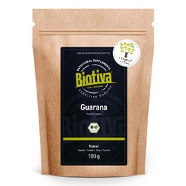 Biotiva Guarana Powder Organic - 250g Pure Guarana Powder - Energizer - Guaranteed Without additives - Made and Controlled in Germany (DE-ÖKO-005) - 100% Vegan