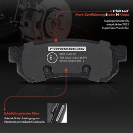 Frankberg 4x Rear Brake Pads with Brake Lubricant Compatible with Lacetti J200 1.4L-2.0L 2007-2013 Nubira Estate 1.6L-2.0L 2007-2011 Nubira Saloon Replace# 96800089
