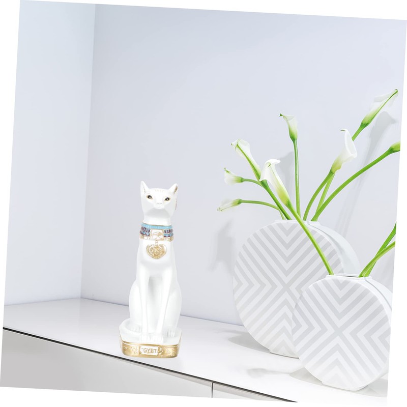 Ciieeo Lifelike Small Egypt Cat Figurine Cat Statue Decor Vivid