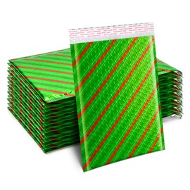 25 Pack Christmas 7x10 inch Poly Bubble Mailers Padded Envelopes Retailer Holiday Shipping Bags with Waterproof Self Seal Strip (Christmas Lines, 7x10 inch)