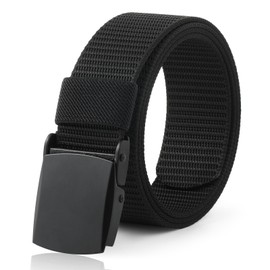 WELROG Kids Nylon Belt for Boys and Girls - Children's Belts for Boys age 6-12 Holeless Black Belt kids Schooluniform Belt with Silver Buckle