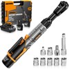 3/8" Cordless Ratchet Wrench Set, 60FT-LBS(80N.m) Electric Ratchet, 12V Extended