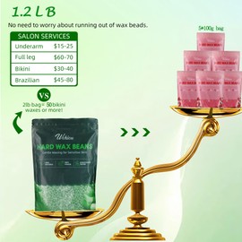 Hard Wax Beads,1.2lb Wax Beads for Hair Removal, Sensitive Skin with Pure Aloe Vera, For Face, Eyebrow, Leg, Bikini, Back, Brazilian Waxing, Coarse Body Hair Specific for Women Men
