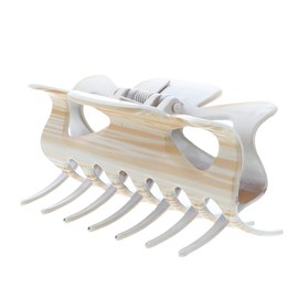 Tan 3 Inch Wood Look Hair Claw Jaw Clip - Set of 4