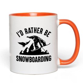 Bubble Hugs Snowboard 2Tone Orange Mug 11oz - id rather - Ski Snowboard Goggles Snowboarder Skiing Snowboarding Gift Skiers Hiking Mountain Snowboareing