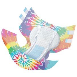 NorthShore MegaMax Adult Overnight Diapers, 12-Hour Tab-Style, X-Large, 4 Count Trial, Tie-Dye, 50-60 inches, Unisex Incontinence Underwear