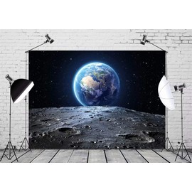 BELECO 7x5ftFabric Outer Space Backdrop Universe Background Earth Moon Surface Furnished by NASA Planet Stars Photography Backdrop for Birthday Party Decoration Photoshoot Photo Background Props