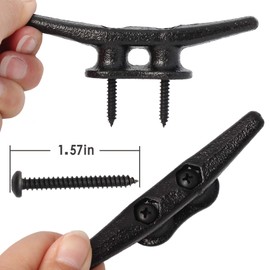 4 inch Electrophoretic Coated Black Dock Cleats Boat Cleats, Boat Dock Cleats Rope Cleat With Hardware Ideal for Boat, Decks, Piers for Tying up Boats,Marine Decor,Boat Ties,Cleats for Boat(6 Pack)