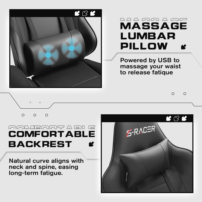 Homall Gaming Chairs, Computer Chair with Footrest and Massage Lumbar