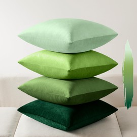 Softalker Throw Pillow Covers Set of 4, Velvet Soft Solid Colors Pillow Covers 18x18 Inch, Decorative Cushion Pillow Case for Couch Sofa Bedroom Living Room(Sage Green)