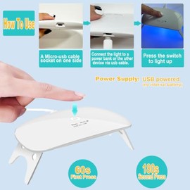 UV LED nail dryer Mini Gel nail lamp Portable Curing light for Gel Nail Polish,2 Timing Setting 45s/60s,6w(white)