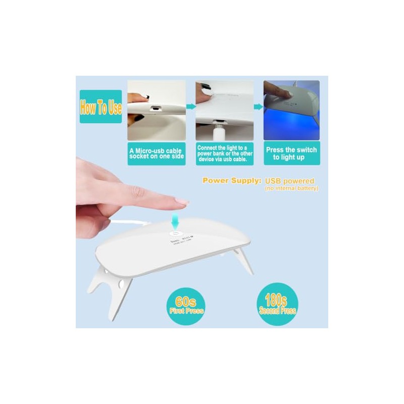 UV LED nail dryer Mini Gel nail lamp Portable Curing