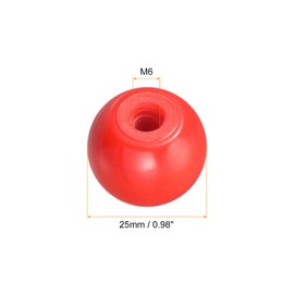 sourcing map 12Pcs Threaded Ball Knobs, M6 Female Thread Thermoset Ball Knob 0.98'' Dia Red Round Operation Ball Handles Embedded Threaded Knob for Machine Handle Tool Replacement