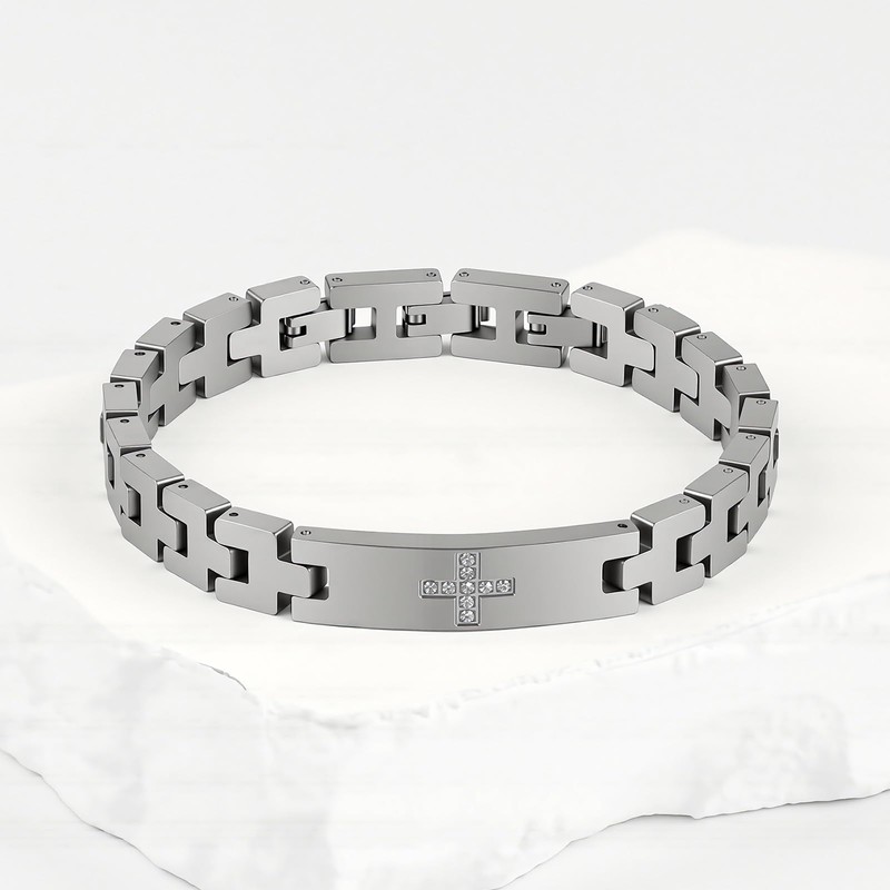 Feifuli Men's Stainless Steel Bracelet 7.3-8.7 Inches Solid Thick Chain
