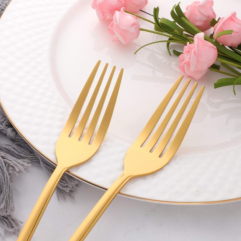 TEAHAHA 8 Piece Dinner Fork Set, Stainless Steel Fork Set，