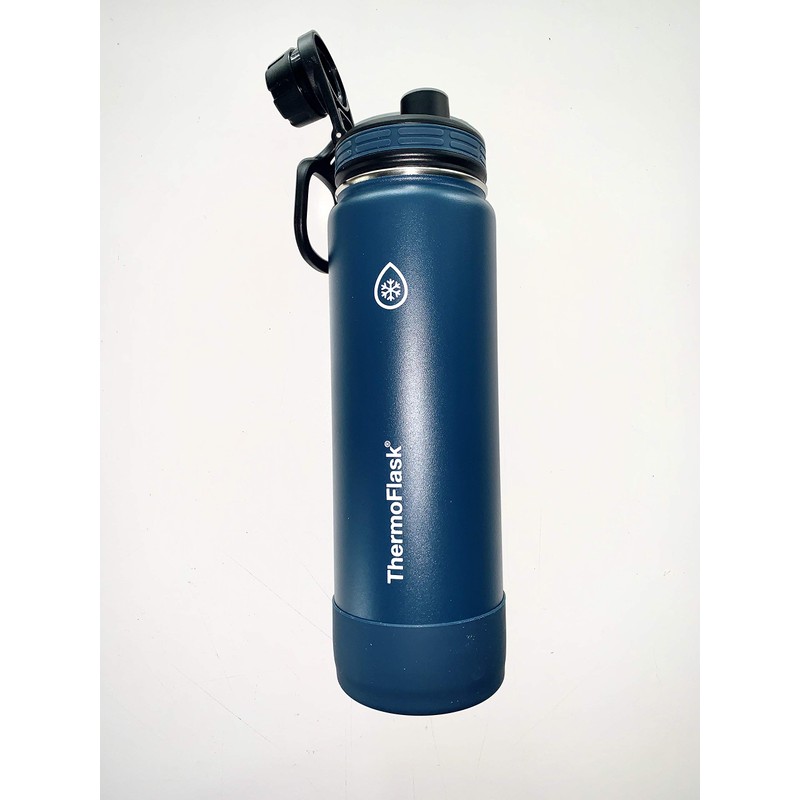 ThermoFlask 24oz Spout Bottle 2pack Mayan Blue, Black
